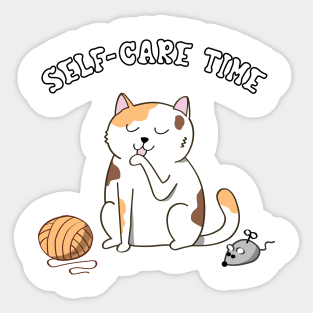 Cat Self-Care Time Sticker